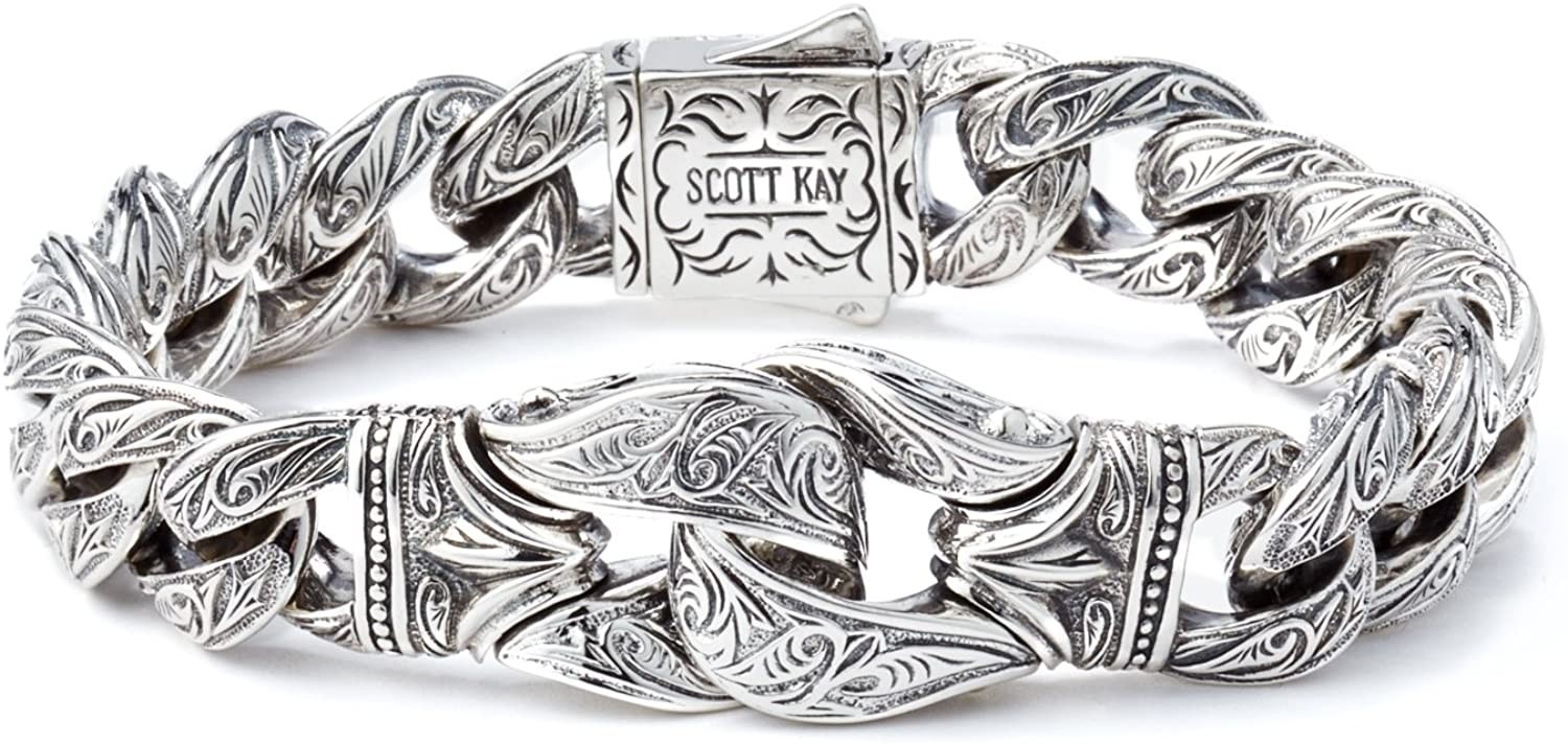 Scott Kay Guardian 系列纯银手链，带扣 18k 金口音
