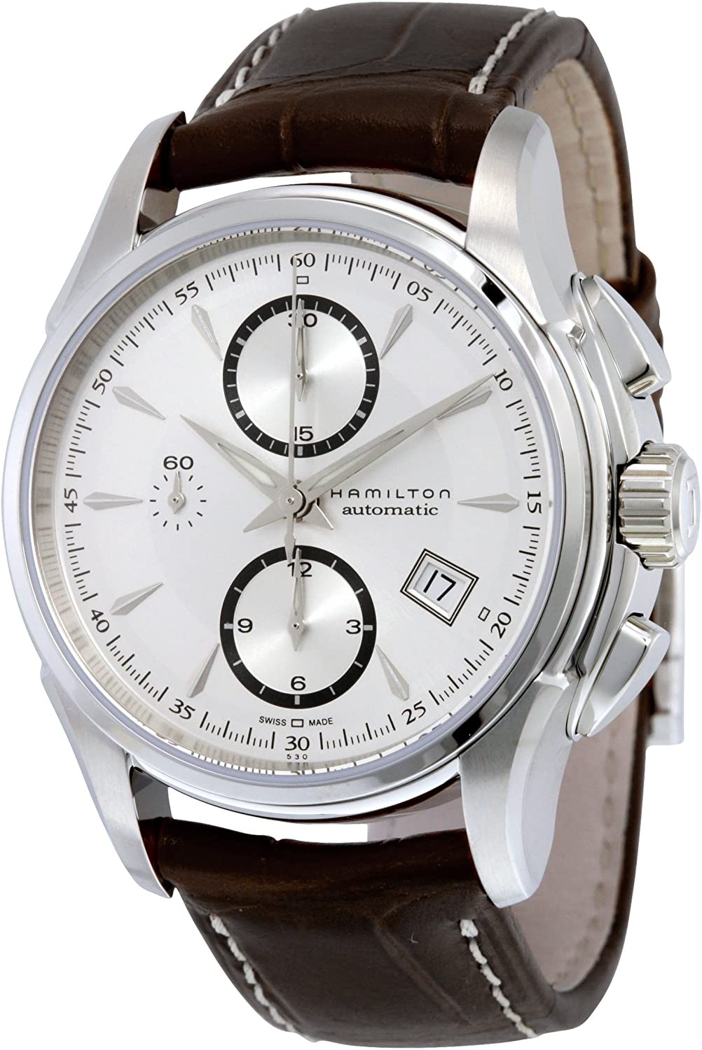Hamilton 男士 H32616553 Jazzmaster 银色表盘棕色表带