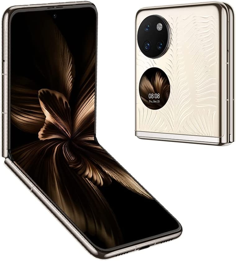 HUAWEI P50 Pocket Premium - 可折叠智能手机，3D 微雕设计，超光谱摄像头，6.6 英寸 OLED 显示屏，防晒检测，12GB RAM+512GB ROM，金色